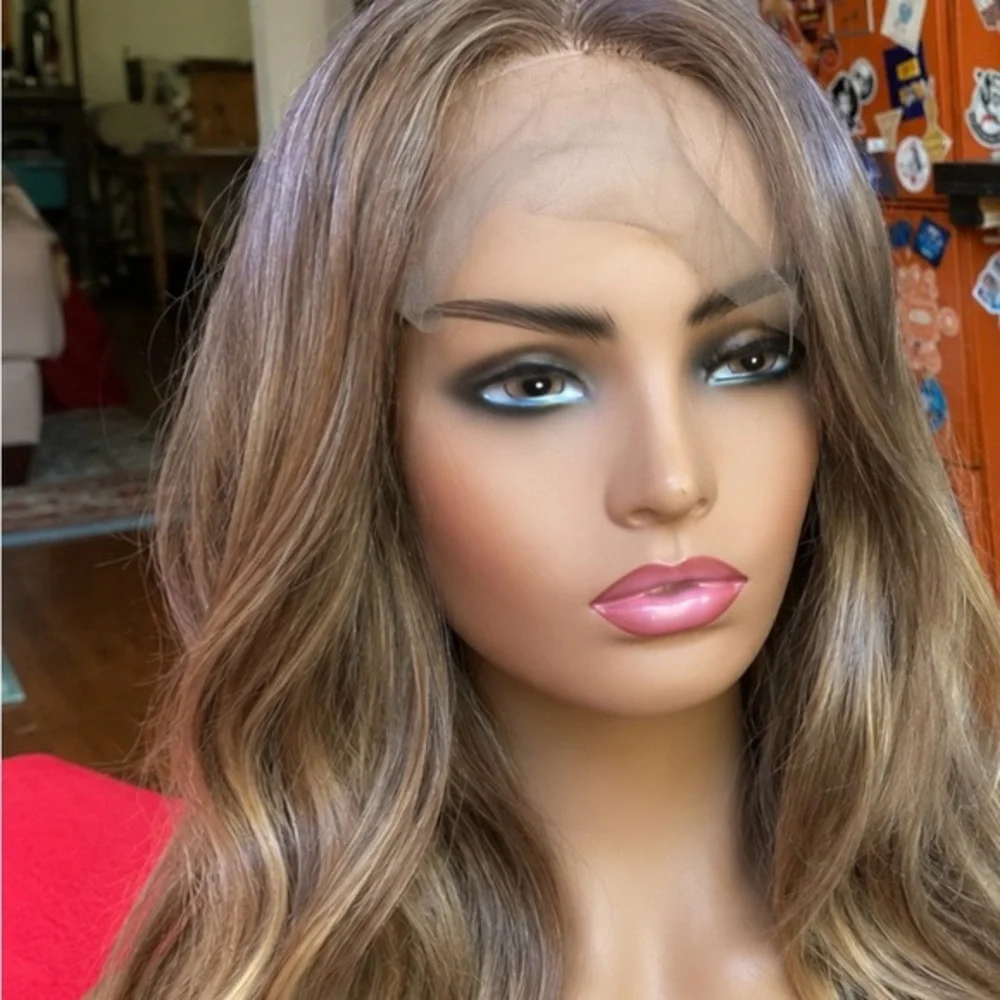 Brown blonde layered very realistic full lace front wig